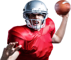 Portrait of American football player throwing ball © vectorfusionart