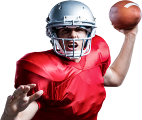 Portrait of American football player throwing ball