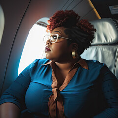 AI generated Portrait of an afro-american businesswoman in the plane
