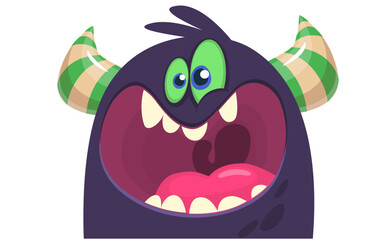 Funny cartoon monster character. Illustration of cute and happy alien. Halloween vector design isolated