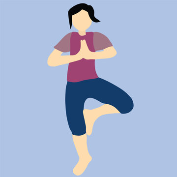 Faceless Woman Doing Yoga Pose Flat Simple Vector Illustration