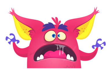 Funny cartoon monster character. Illustration of cute and happy alien. Halloween vector design isolated