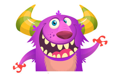 Funny cartoon monster character. Illustration of cute and happy alien. Halloween vector design isolated