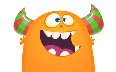 Funny cartoon monster character. Illustration of cute and happy alien. Halloween vector design isolated