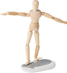 3d image of wooden figurine standing on computer mouse 