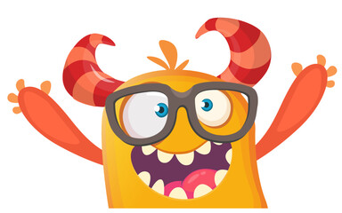 Funny cartoon monster character. Illustration of cute and happy alien. Halloween vector design isolated