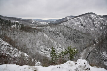 Czech karst winter countryside snow
