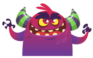 Funny cartoon monster character. Illustration of cute and happy alien. Halloween vector design isolated