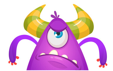 Funny cartoon monster character. Illustration of cute and happy alien. Halloween vector design isolated