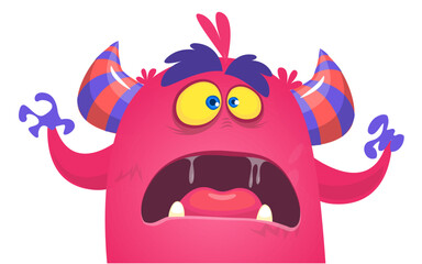 Funny cartoon monster character. Illustration of cute and happy alien. Halloween vector design isolated