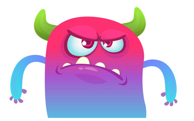 Funny cartoon monster character. Illustration of cute and happy alien. Halloween vector design isolated