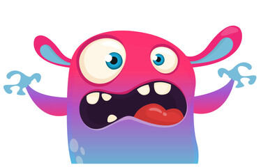 Funny cartoon monster character. Illustration of cute and happy alien. Halloween vector design isolated