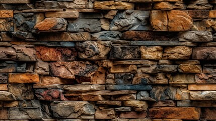 Stoneware cladding wall with stone effect. Veneer, background and texture. Generative Ai.