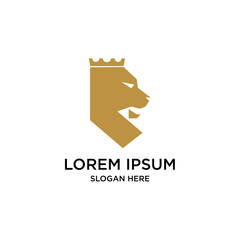 lion with crown logo design template