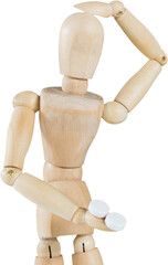 3d image of wooden figurine holding toys