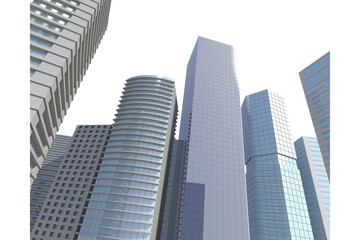 Three dimensional image of tall buildings