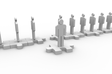 3d businessman standing by team