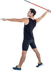 Male athlete preparing to throw javelin