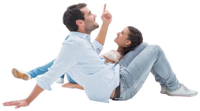 Attractive young couple lying down - Powered by Adobe