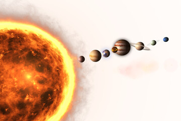 Fototapeta premium Illustrative image of various planets and sun