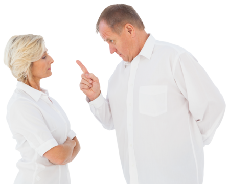 Angry man pointing at his partner