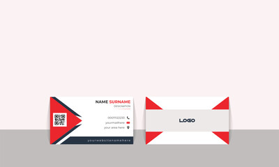 Simple business card design . Double sided creative business card design vector illustrator QR code red colour business card design. card, graphic card.                                        
