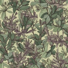 Sage and thyme in a greenery seamless pattern. AI generated.
