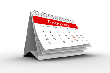Marking on February page of calendar