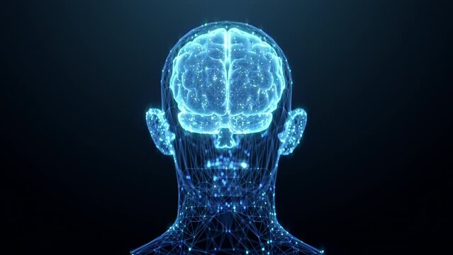 X-ray Ai Chatbot, Artificial intelligence Brain - Nural network concept 3d render background glowing AI visualize on LED dot flickering background