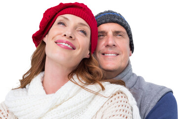 Happy couple in warm clothing