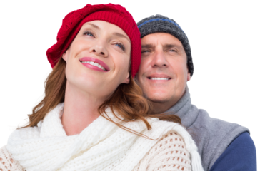 Happy couple in warm clothing