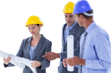 Businessman explaining a blue to his colleagues 