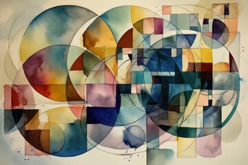 Abstract background with circles and lines. Generative AI