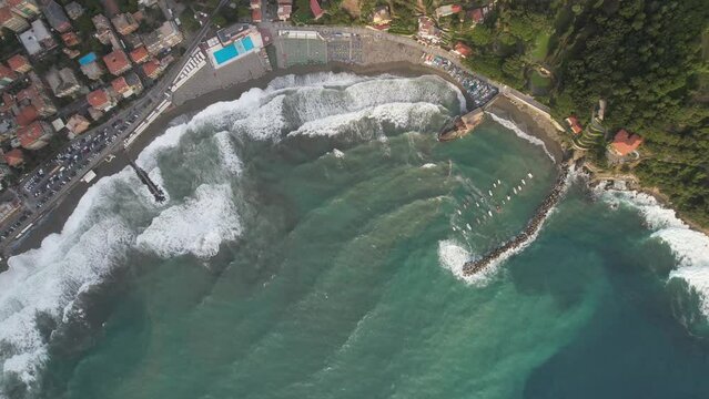 Aerial video over Italy, Liguria, Province of La Spezia, Levante