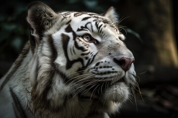 Portrait of a white tiger. Generative AI