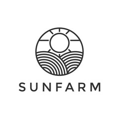 sun farm minimalist logo design template