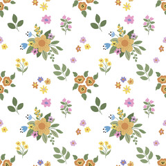 
Seamless floral pattern, vector, spring. Printing on fabric and paper