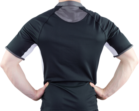 Rugby player with hands on hips - Powered by Adobe