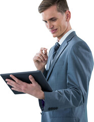 Businessman looking at digital tablet