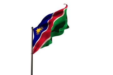 Waving Namibian flag on pole