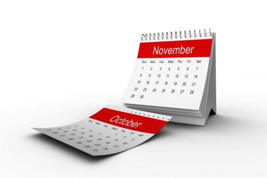 Desk calendar showing November