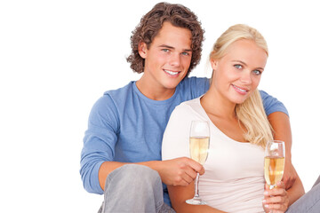 Couple with glasses of sparkling wine
