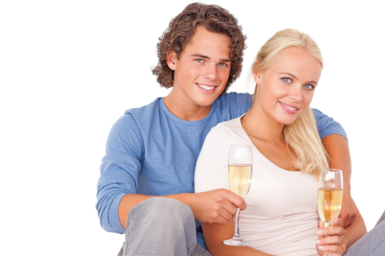 Couple with glasses of sparkling wine - Powered by Adobe