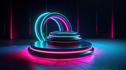 3d rendering, abstract background with colorful neon light. Generative Ai