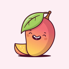 Mango fruit kawaii cartoon character vector illustration