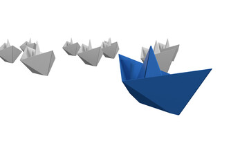 Blue and white paper boat