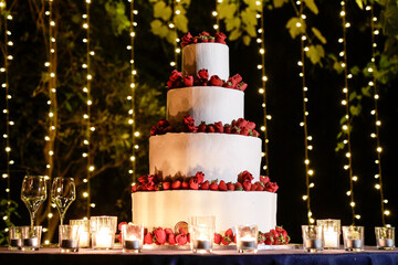 bellissima torta decorata per un evento importante in contesto esterno