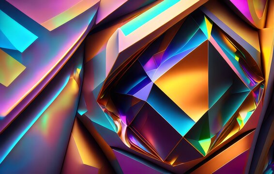 a colorful abstract image of a diamond - Generative AI © Fernando