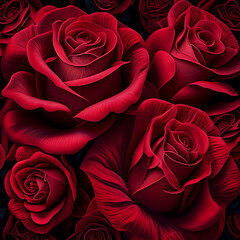 Vivid red rose buds for valentine or love backgrounds created with Generative AI technology