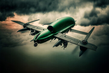Naklejka na ściany i meble airplane in the sky, future military jet aircraft tracing the sky, the seventh sky expedition, Generative AI